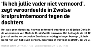 Artikel in de Stentor over het hoger beroep in de kruipruimtemoord