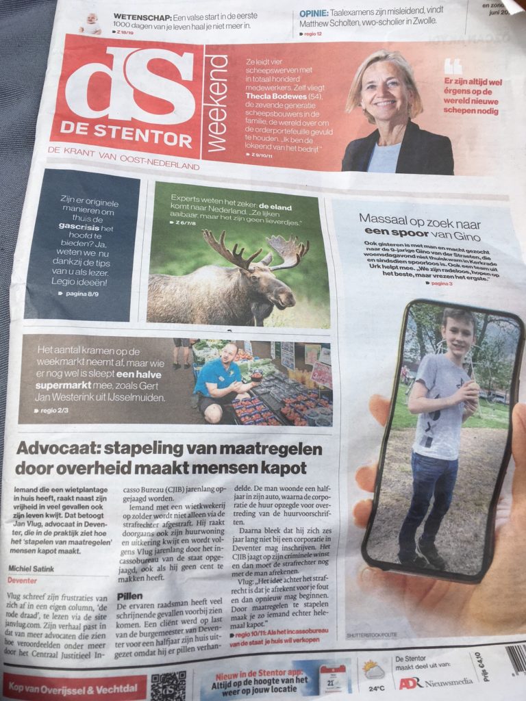 voorpagina van dagblad de Stentor